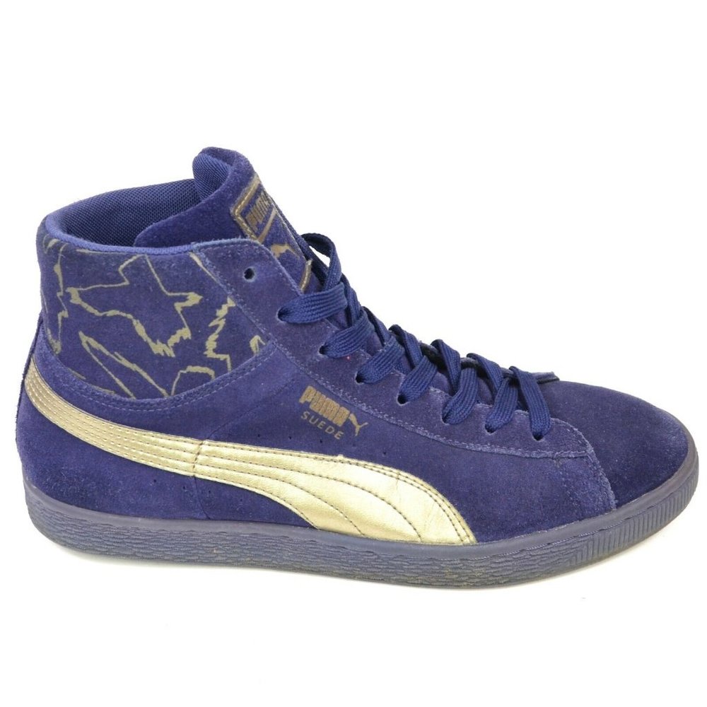Puma Suede Men's Size 9.5 Navy-Bronze Suede Hi Top Casual Sneakers 361505-02